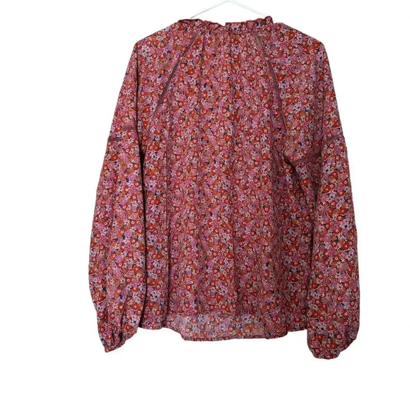 Sanctuary Women Tunic Blouse Top M Pink 100% Polyester Floral Long Sleeves - Picture 2 of 11